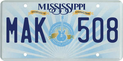 MS license plate MAK508