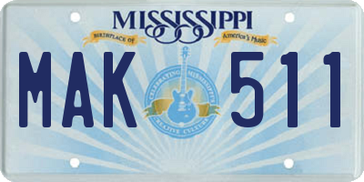MS license plate MAK511