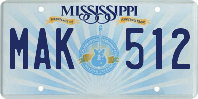 MS license plate MAK512