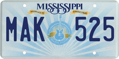 MS license plate MAK525