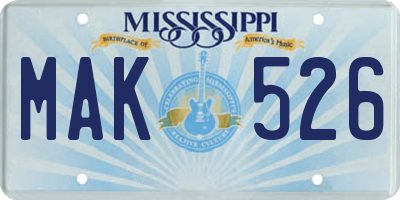 MS license plate MAK526