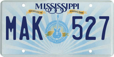 MS license plate MAK527