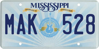 MS license plate MAK528
