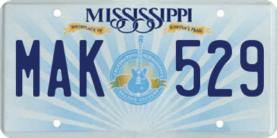 MS license plate MAK529