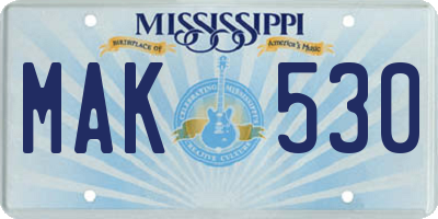 MS license plate MAK530