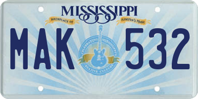 MS license plate MAK532