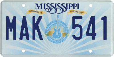 MS license plate MAK541