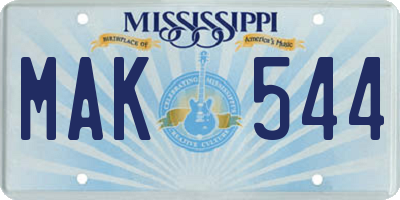 MS license plate MAK544