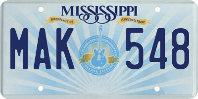 MS license plate MAK548