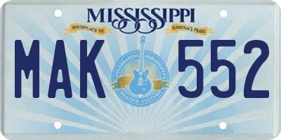 MS license plate MAK552
