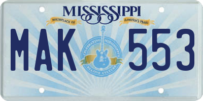 MS license plate MAK553