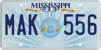 MS license plate MAK556