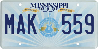 MS license plate MAK559