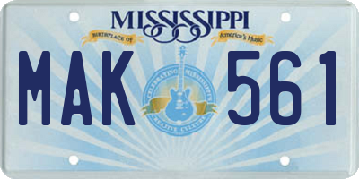 MS license plate MAK561