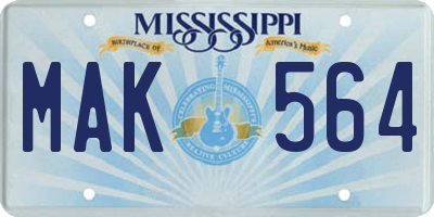 MS license plate MAK564