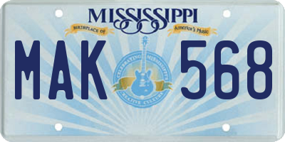 MS license plate MAK568