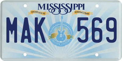 MS license plate MAK569