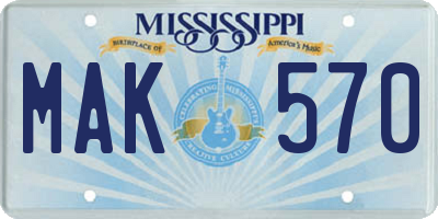 MS license plate MAK570