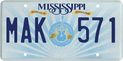 MS license plate MAK571