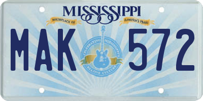 MS license plate MAK572
