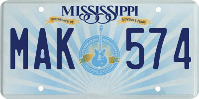 MS license plate MAK574