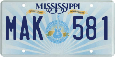 MS license plate MAK581