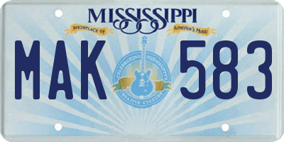 MS license plate MAK583
