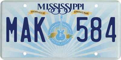 MS license plate MAK584