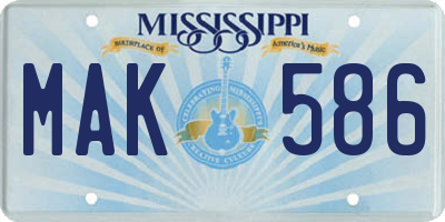 MS license plate MAK586