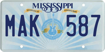 MS license plate MAK587