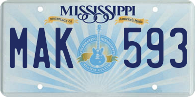 MS license plate MAK593