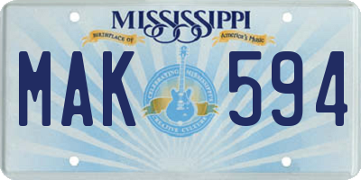 MS license plate MAK594