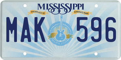 MS license plate MAK596