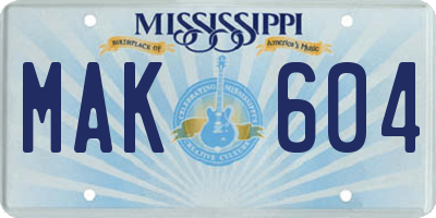 MS license plate MAK604