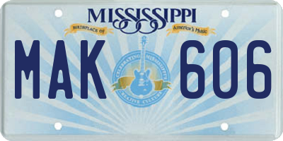 MS license plate MAK606