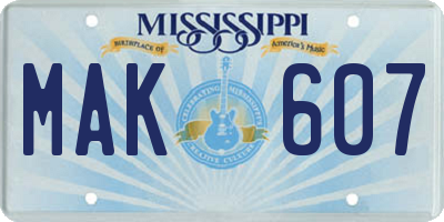 MS license plate MAK607