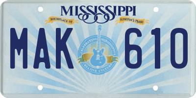 MS license plate MAK610