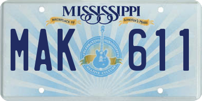 MS license plate MAK611