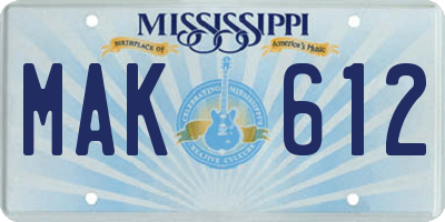 MS license plate MAK612