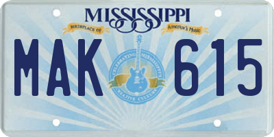 MS license plate MAK615