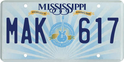 MS license plate MAK617