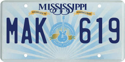 MS license plate MAK619