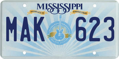 MS license plate MAK623