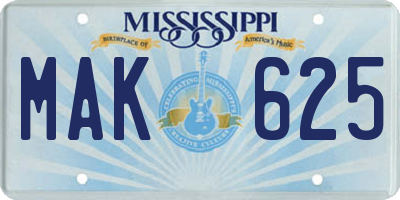 MS license plate MAK625