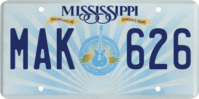 MS license plate MAK626