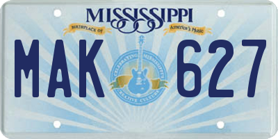 MS license plate MAK627