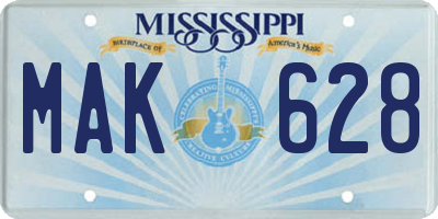 MS license plate MAK628