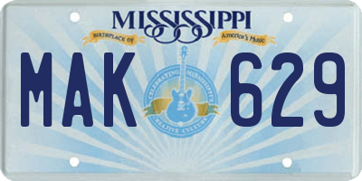 MS license plate MAK629