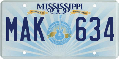 MS license plate MAK634