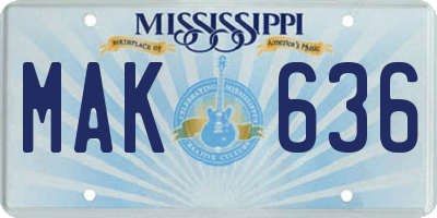 MS license plate MAK636